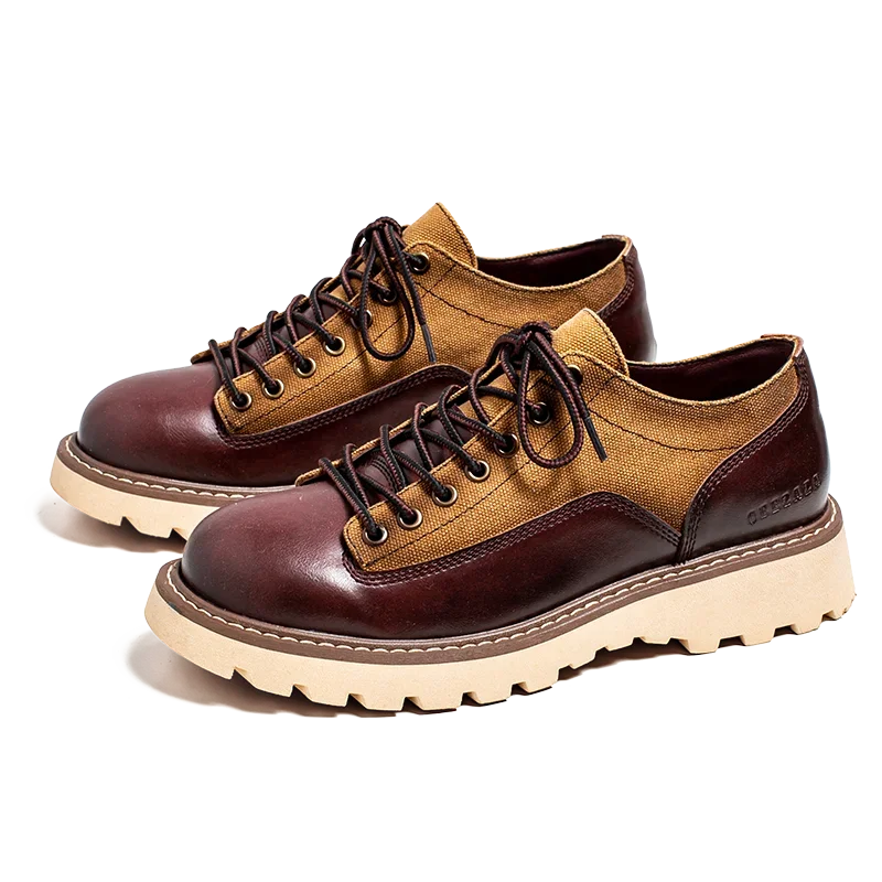 British Style Men's Work Shoes American Thick Soled Casual Shoes Men's Leather Trendy Shoes Retro Style  Luxury Shoes