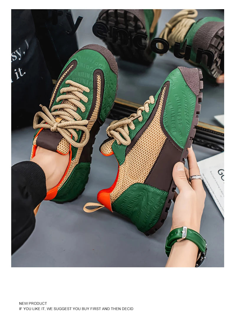 New Mens Shoes Large Size Breathable Sneakers Breathable Composite Seiko Upper Thickened Anti-slip Wear-resistant Soles Shoe