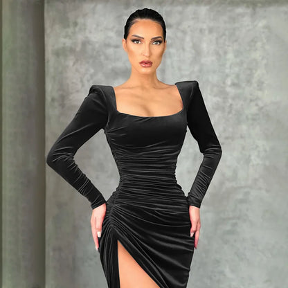 Dress Women Summer 2022 Women Europe New Split Sense Pure Color Led High Waist Dresses Casual Vestidos OLNAL8752