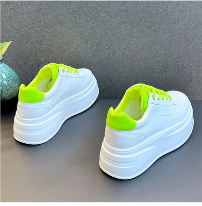 Men's Height Increasing Shoes  New White Fashion Breathable Thick Soled Flat Shoes Trend Versatile Casual Board Shoes man