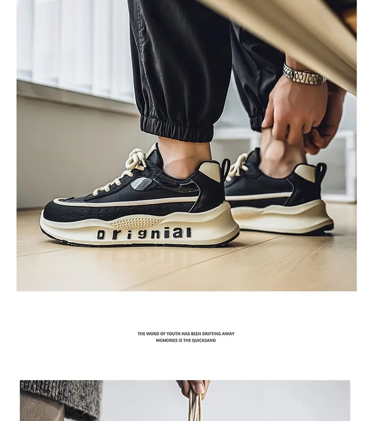 New Sneakers Men Wear Resistant Anti Slip Breathable Running Shoes Thick Soled Height Boosting Casual Shoes Zapatos Para Hombres