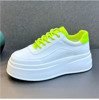 Men's Height Increasing Shoes  New White Fashion Breathable Thick Soled Flat Shoes Trend Versatile Casual Board Shoes man
