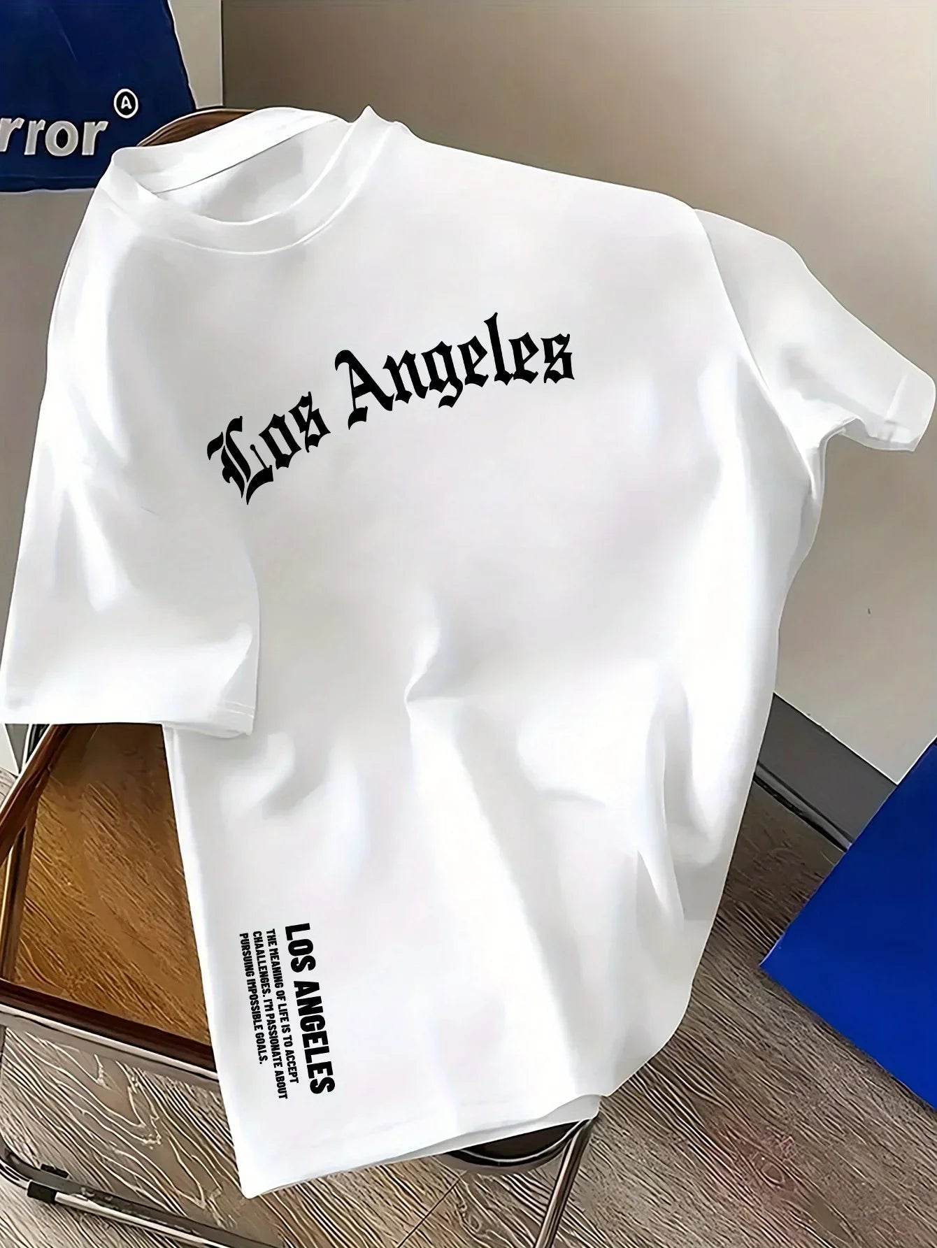 Summer luxury streetwear brand 100% pure cotton fashion Los Angeles letter print T-shirt, loose and fashionable casual T-shirt