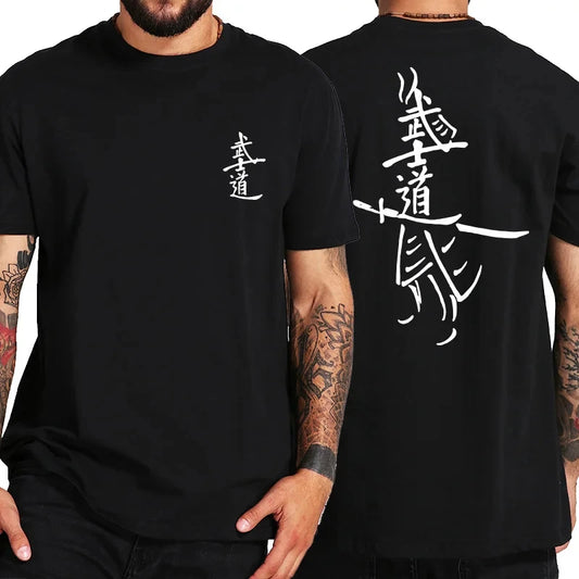 T Shirt Cool Japanese Front Back Print 100% Polyester EU Size New Design Chinese Culture Tshirt 42841