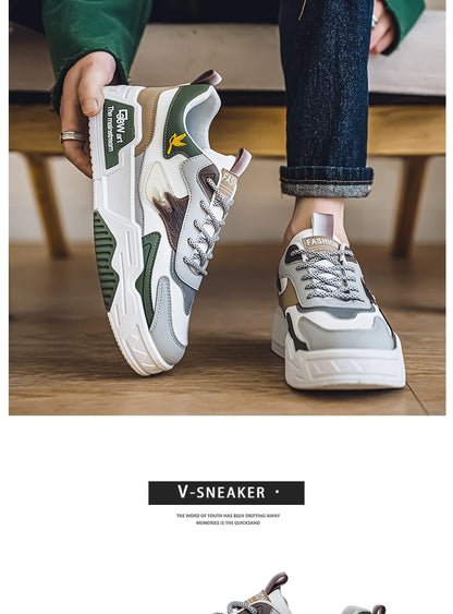 New Men's Leather Low-Top Fashion  Easiest for Match Running Shoes Men's Skateboard Shoes Suitable for Outdoor Sports