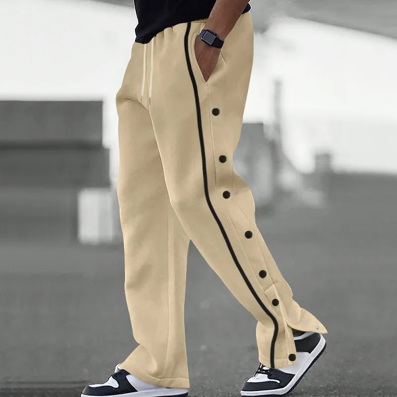 2024 Casual Sports Breasted Pants Men's Autumn New Button Loose Straight Drawstring Oversized Sweatpants Trousers Free shipping