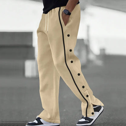 2024 Casual Sports Breasted Pants Men's Autumn New Button Loose Straight Drawstring Oversized Sweatpants Trousers Free shipping