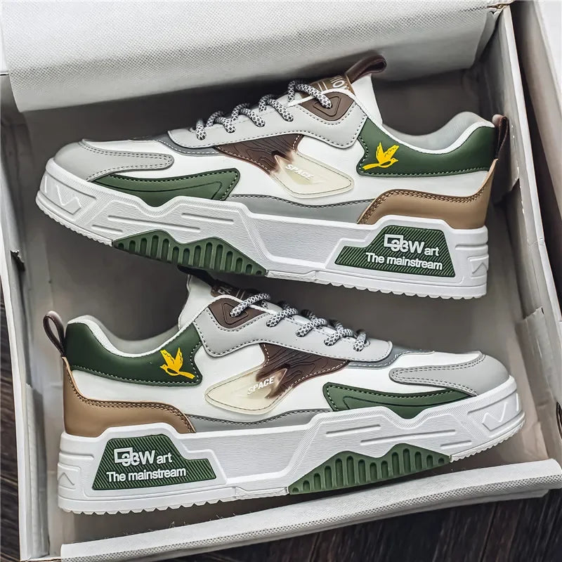 2025 Autumn New Casual Sports Shoes Men's Leather Low-Top Fashion Trend Easiest for Match Running Shoes Men's Skateboard Shoes