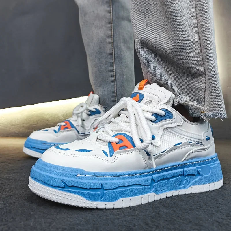2023 Autumn New Niche Trendy Flat Board Shoes Korean Style Versatile Teenage Thick Bottomed Casual Sport Men's Shoes
