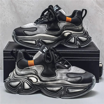 Chunky Sneaker Men Designer Sport Shoes Fashion Casual Microfiber Leather Fabric Breathable Height Increased Flat Platform Shoes