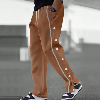 2024 Casual Sports Breasted Pants Men's Autumn New Button Loose Straight Drawstring Oversized Sweatpants Trousers Free shipping