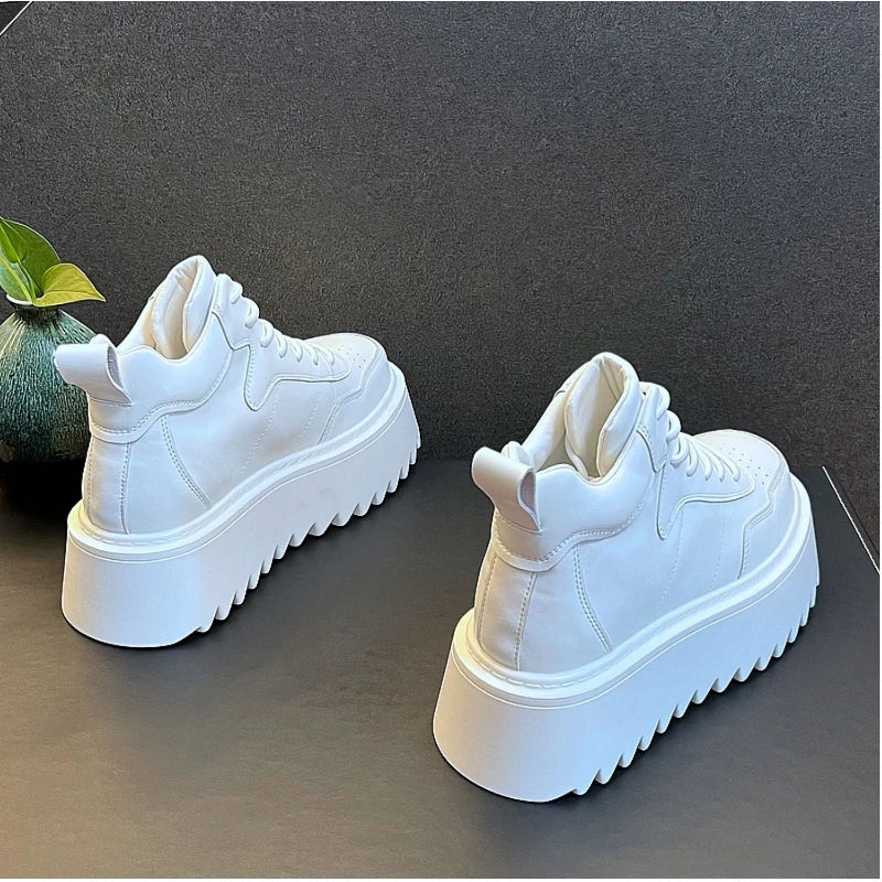 2025 New Mens Shoes High Top Male Sneakers Leather Platform Shoes Comfortable Outdoor Men Running Shoes Breathable Tenis Hombres