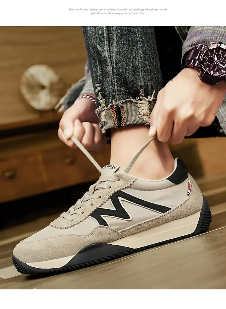 Sneakers Casual Mens Designer Retro Running Shoes Fashion Microfiber Leather Fabric Breathable Increased Internal Platform Shoes