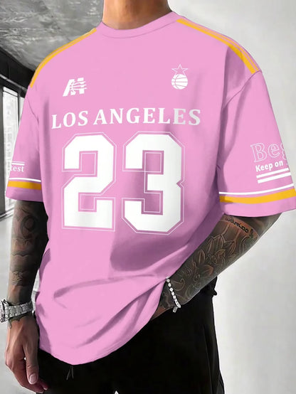 Los Angeles Print Graphic T-Shirt Short Sleeve Sports Women's T-shirt Unisex Casual Daily Wear Summer Men's Racing T-shirt