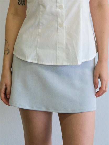 Y2K Low Waist Slim Mini Micro Skirts A-line Solid Color Casual Elastic Skirt  Women Fashionable Bodycon Skirts Streetwear