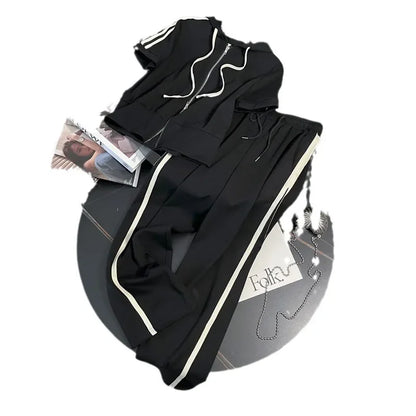 Korean Style Women's Sportswear Summer 2024 Trendy Age-Reducing Slimming Elegant Short Sleeves Hooded Top 2-Piece Set