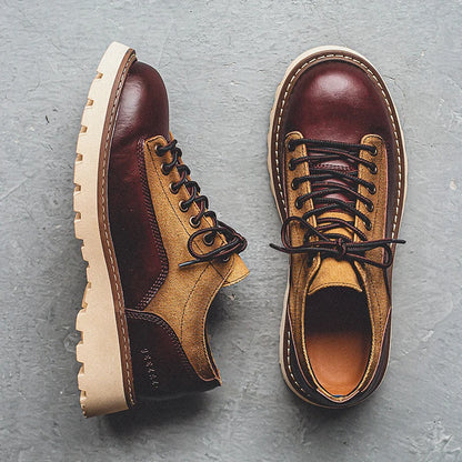 British Style Men's Work Shoes American Thick Soled Casual Shoes Men's Leather Trendy Shoes Retro Style  Luxury Shoes