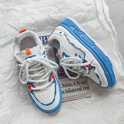 2023 Autumn New Niche Trendy Flat Board Shoes Korean Style Versatile Teenage Thick Bottomed Casual Sport Men's Shoes