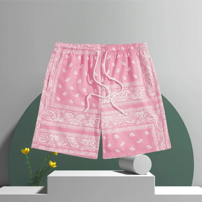 3D Printed Hawaiian Women's Quick Drying Sports Shorts  Casual Drawstring Waist Shorts Outdoor Men's Running Sports Shorts Moto