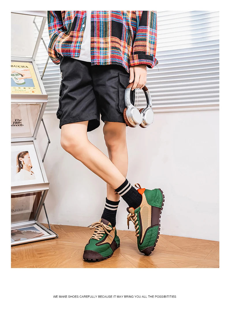 New Mens Shoes Large Size Breathable Sneakers Breathable Composite Seiko Upper Thickened Anti-slip Wear-resistant Soles Shoe