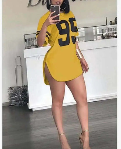 Woman's Tshirts Superior Quality Spring/summer Letters Loose O Neck Short Sleeve Fashion Ladies Tops T Shirt Dress  SJL9