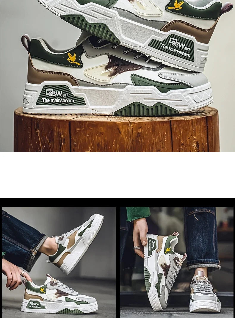 New Men's Leather Low-Top Fashion  Easiest for Match Running Shoes Men's Skateboard Shoes Suitable for Outdoor Sports