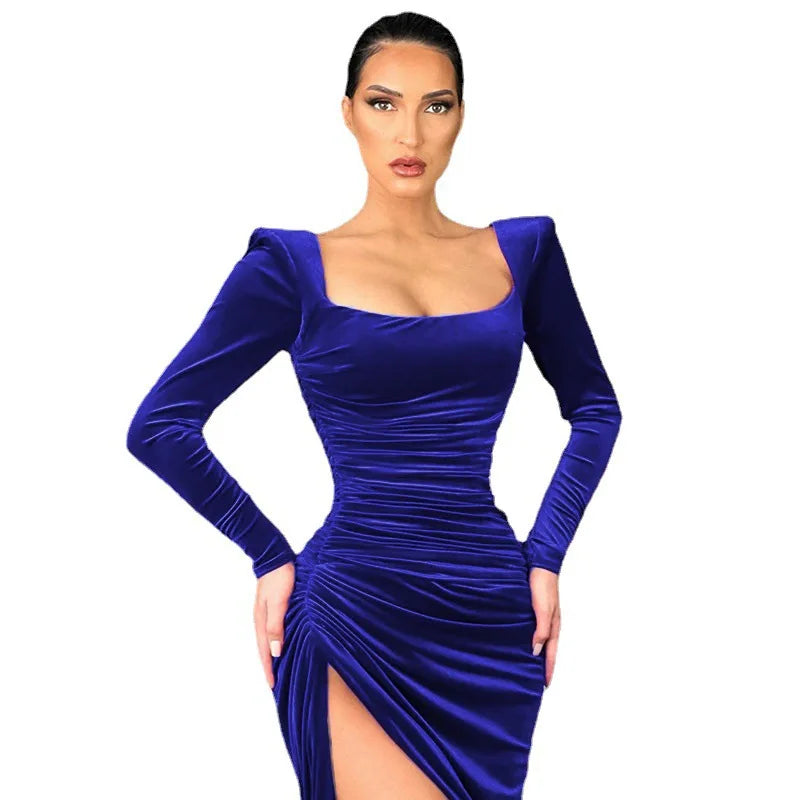 Dress Women Summer 2022 Women Europe New Split Sense Pure Color Led High Waist Dresses Casual Vestidos OLNAL8752