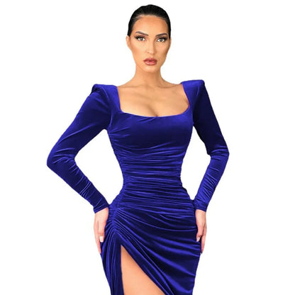 Dress Women Summer 2022 Women Europe New Split Sense Pure Color Led High Waist Dresses Casual Vestidos OLNAL8752