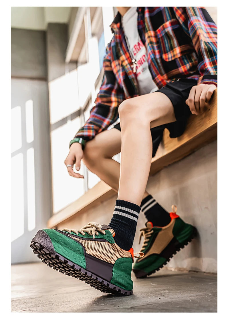 New Mens Shoes Large Size Breathable Sneakers Breathable Composite Seiko Upper Thickened Anti-slip Wear-resistant Soles Shoe