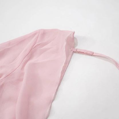 Sexy Deep V-Neck Nightgown Trendy Pink Backless Flare sleeve Sheer Mini Dress Women's Sensual Clothing Sleepwear Loungewear Pjs