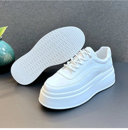 Men's Height Increasing Shoes  New White Fashion Breathable Thick Soled Flat Shoes Trend Versatile Casual Board Shoes man