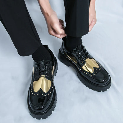 Men Casual Office Business Formal Oxford Thick Bottom Dress Shoes Men Gentleman Outdoor Patent Leather Wedding Shoes Fashion