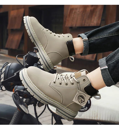 Men's Footwear Resistant Waterproof High-top Motorcycle Boots Soft Bottom Work Clothes Anti-slip Yellow Boots Men Cowboy Boots
