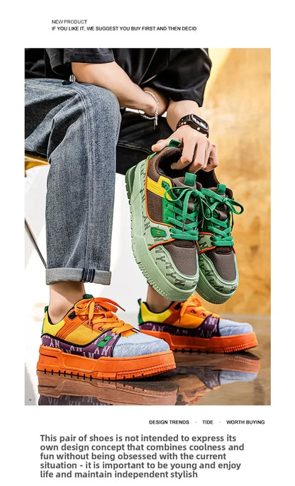 2025 New Spring Shoes for Men Thick Soles Increase Board Shoes All Casual Sports Shoes Fashion Trend Ins Men Board Shoes