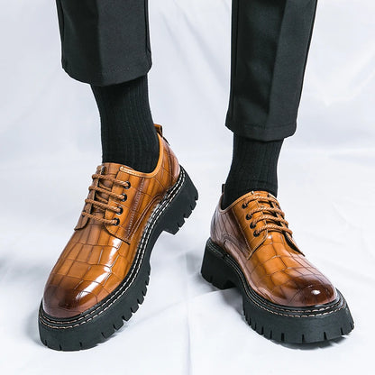 Derby Thick soled Men's Shoes Trendy British style Leisure Outdoor Fashion Party Plus Size Daily office youth leather shoes