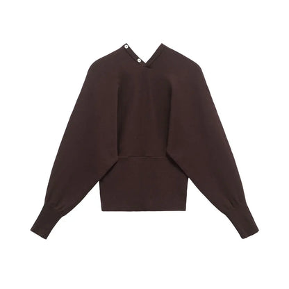 TRZA Women's Fashion Front Button V Neck Knit Cardigan Sweater Long Sleeve Fitted Hem Chic Outerwear Female Tops