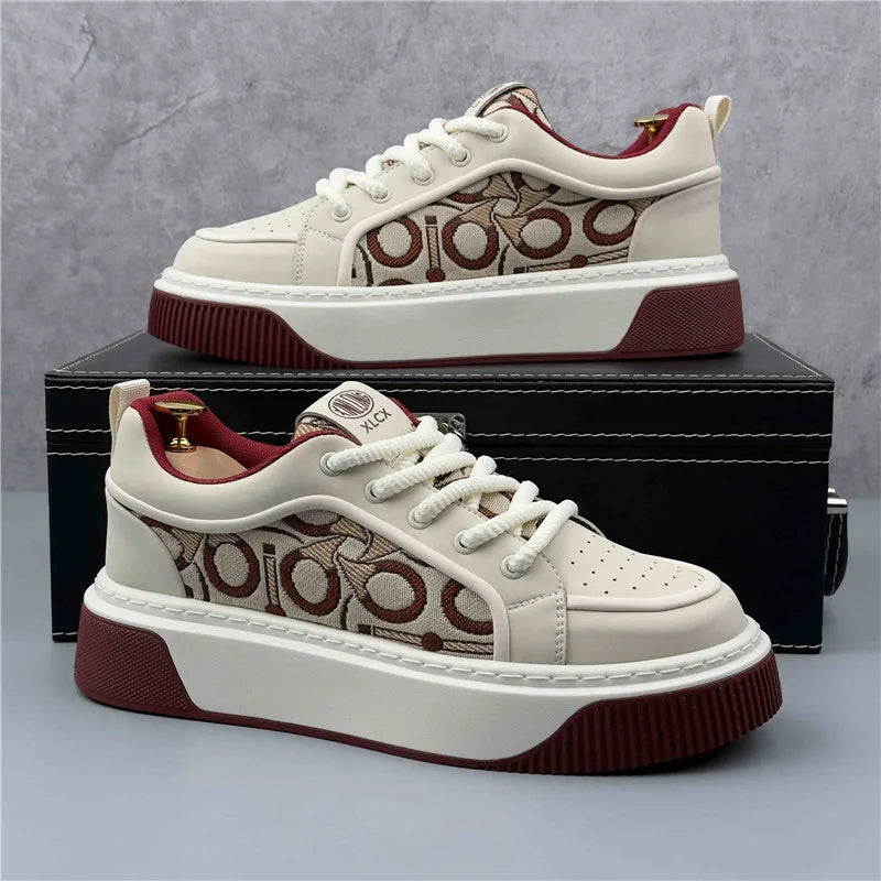 Luxury Designer Britain Men's Lace Up Color-blocked Thick Bottom Causal Board Shoes Flats Moccasins Male Walking Sneakers