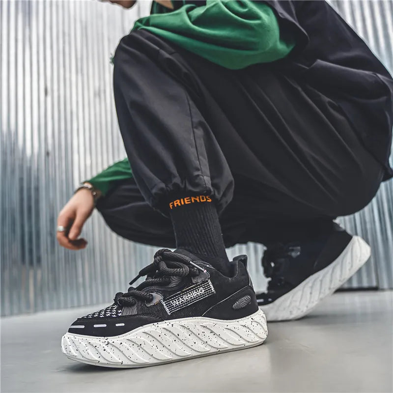 Chunky Men Canvas Sneakers Tennis Man Trend 2023 Casual Skateboarder Shoes Black Man Autumn Comfort Anti Slip Mens Footwear Rest