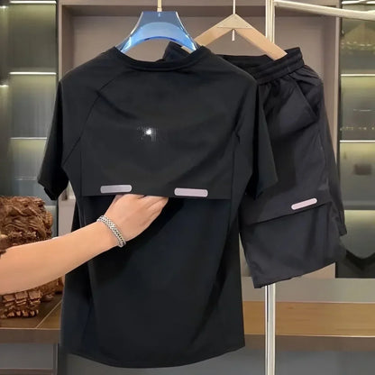 Summer cool feeling casual men's golf suit sports shirt and pants 2-piece quick drying breathable popular quality golf clothing