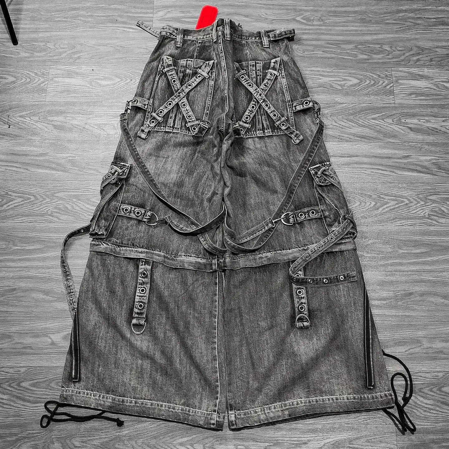 Vintage Heavy Jeans Y2K Clothes Men Women Harajuku Hip Hop Multi Pocket Washed Distressed Baggy Jeans Oversized Wide Leg Trouser