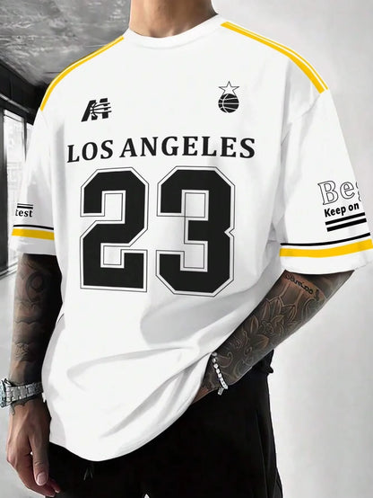 Los Angeles Print Graphic T-Shirt Short Sleeve Sports Women's T-shirt Unisex Casual Daily Wear Summer Men's Racing T-shirt