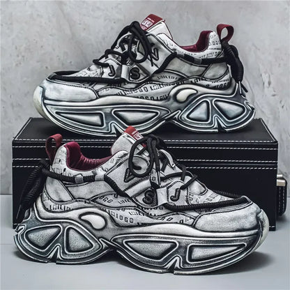 Chunky Sneaker Men Designer Sport Shoes Fashion Casual Microfiber Leather Fabric Breathable Height Increased Flat Platform Shoes