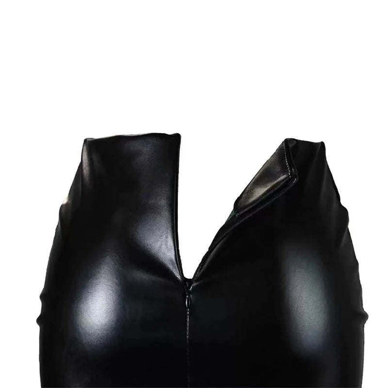 Sexy High Waist Wrapped Hip Skirt Women Leather Black Comfortable Split Short Lady Skirt Party Dress Nightclub