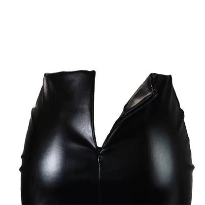 Sexy High Waist Wrapped Hip Skirt Women Leather Black Comfortable Split Short Lady Skirt Party Dress Nightclub