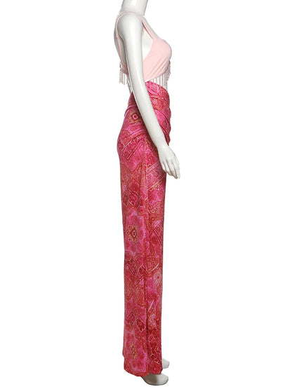Weird Puss Sexy Hollow Tassel Women Dress Y2K Backless Sleeveless Side Ruched Summer Fashion Midnight Clubwear Backless Vestidos