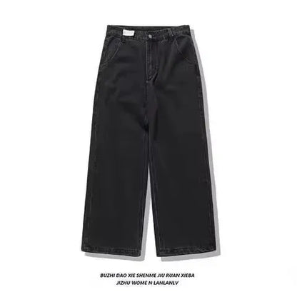 Vintage Mens Baggy Black Jeans Summer Gothic Cross Graffiti Straight Denim Pants High Street Women Casual Wide Leg Trousers