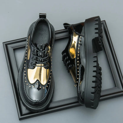 Men Casual Office Business Formal Oxford Thick Bottom Dress Shoes Men Gentleman Outdoor Patent Leather Wedding Shoes Fashion
