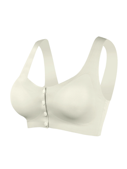 Front button underwear bra no underwire smooth breathable comfortable solid color gathering no trace invisible seamless@W13