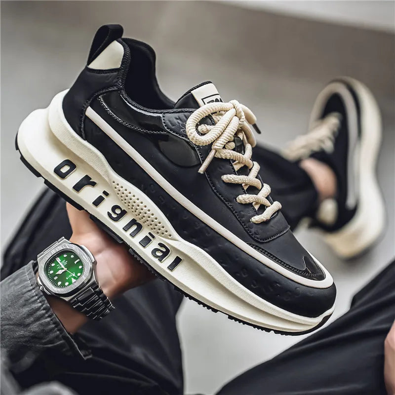 New Sneakers Men Wear Resistant Anti Slip Breathable Running Shoes Thick Soled Height Boosting Casual Shoes Zapatos Para Hombres