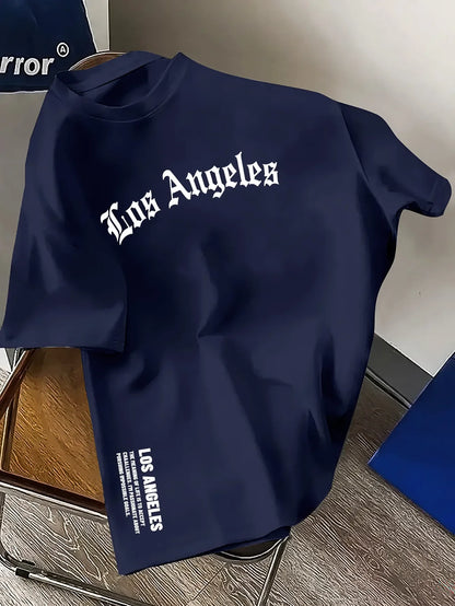 Summer luxury streetwear brand 100% pure cotton fashion Los Angeles letter print T-shirt, loose and fashionable casual T-shirt